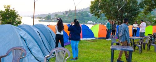 Comfortable tent stay with outdoor seating.