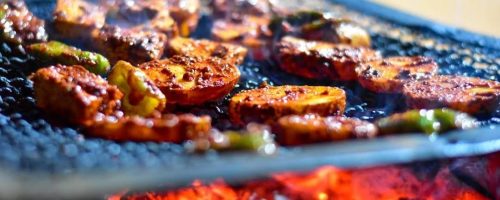 BBQ dinner at Pawna Lake campsite grill setup