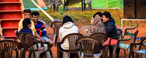 Evening dinner and chill vibes at the campsite.